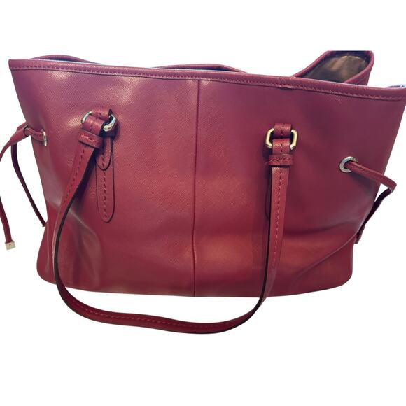 Coach F29362 Town Tote/ Purse Crossgrain Shoulder Bag – Mulberry /pink /red - Picture 4 of 13